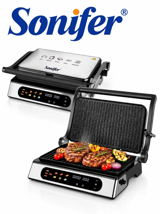 Elektr gril, Sonifer SF-6181, 1800 Vt, 6 bo‘lakli, olinadigan katta plastinali