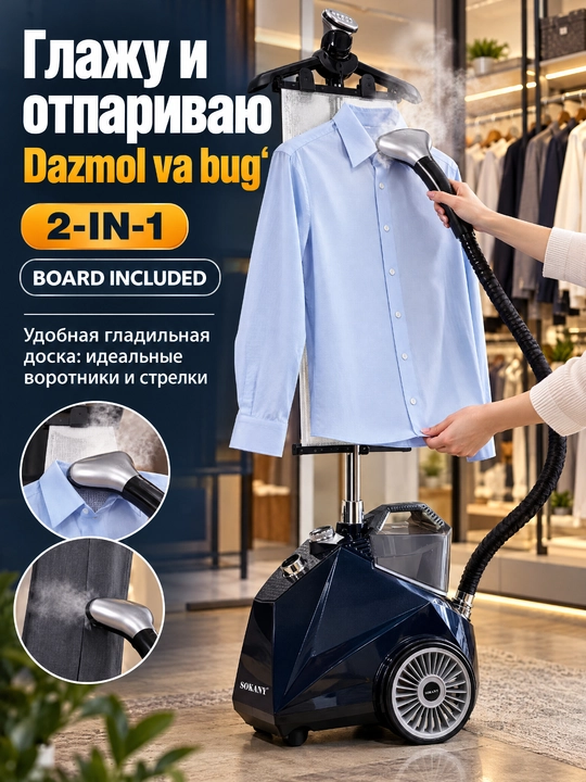 Отпариватель для одежды SOKANY, 5500 Вт, бак 3.8 л,вертикальный пароутюг для дома и ателье