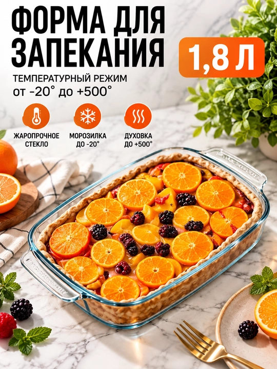 Стеклянная посуда для запекания в духовке, жаропрочная - 