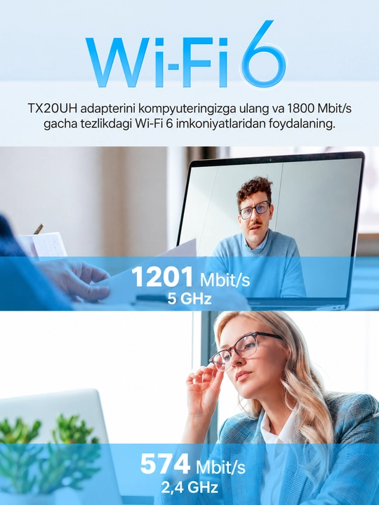 TP-Link Archer TX20UH — USB Wi-Fi приёмник адаптер AX1800, 2.4/5 ГГц, 2 антенны