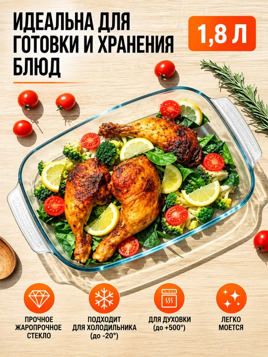 Стеклянная посуда для запекания в духовке, жаропрочная