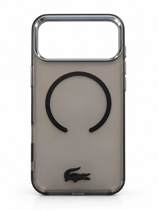 IPhone 18 Pro Max / 17 Pro Max uchun Lacoste logotipli yarim shaffof MagSafe g‘ilof
