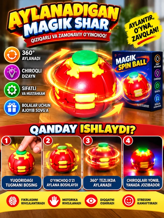 Stressga qarshi o‘yinchoq, aylanuvchi shar, boshqotirma - 