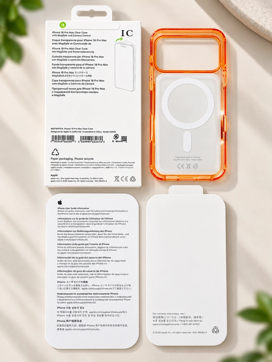 Чехол для iPhone 18 Pro Max/Pro с MagSafe, прозрачный с цветными бортиками