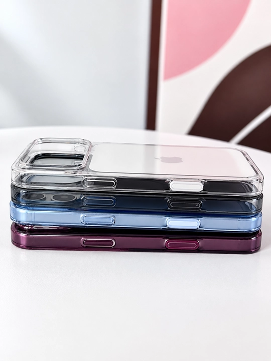 Чехол для iPhone 18 Pro Max/Pro с MagSafe, прозрачный с цветными бортиками