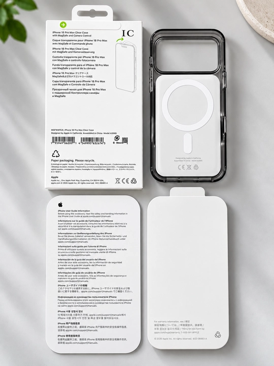 Чехол для iPhone 18 Pro Max/Pro с MagSafe, прозрачный с цветными бортиками