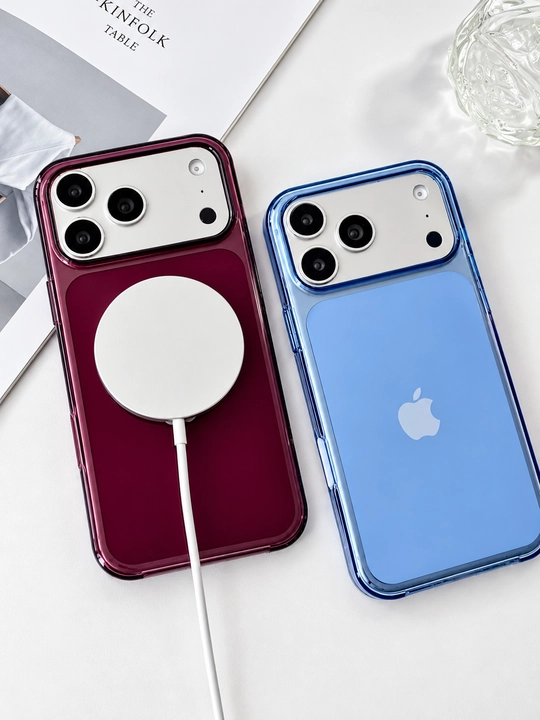 iPhone 18 Pro Max/Pro uchun MagSafe g'ilofi, rangli qirralari bilan shaffof