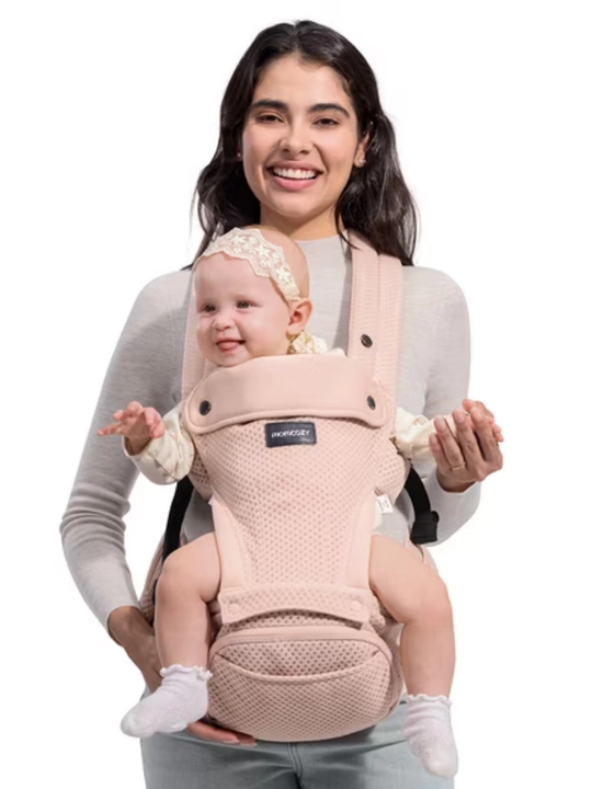 Momcozy 2-in-1 Ergonomic Hip Seat Baby, эргономичная переноска для ребёнка, розовый и серый - 