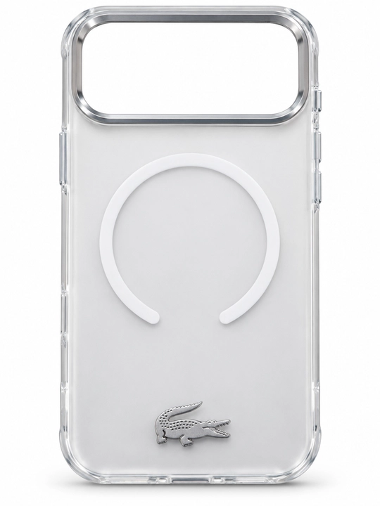 IPhone 18 Pro Max / 17 Pro Max uchun Lacoste logotipli yarim shaffof MagSafe g‘ilof
