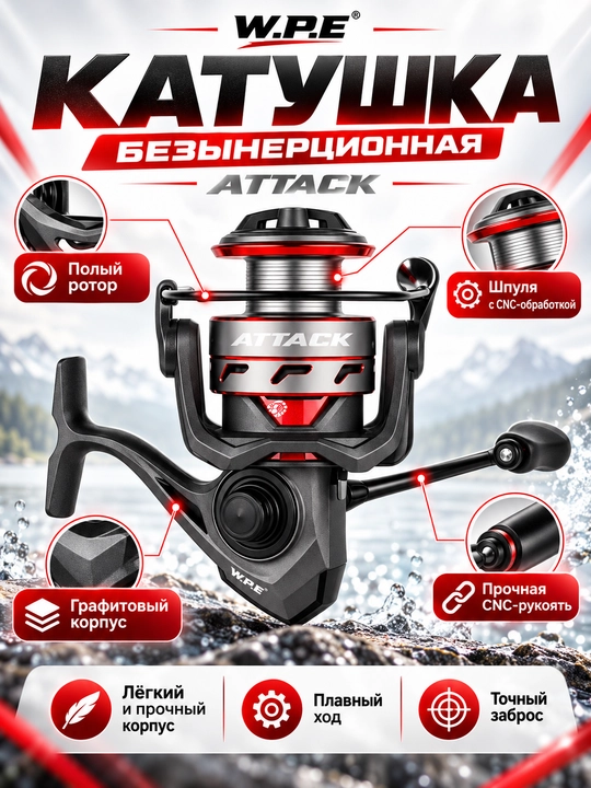Катушка для спиннинга безынерционная для рыбалки WPE