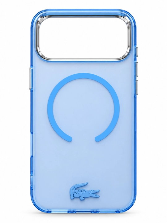 IPhone 18 Pro Max / 17 Pro Max uchun Lacoste logotipli yarim shaffof MagSafe g‘ilof