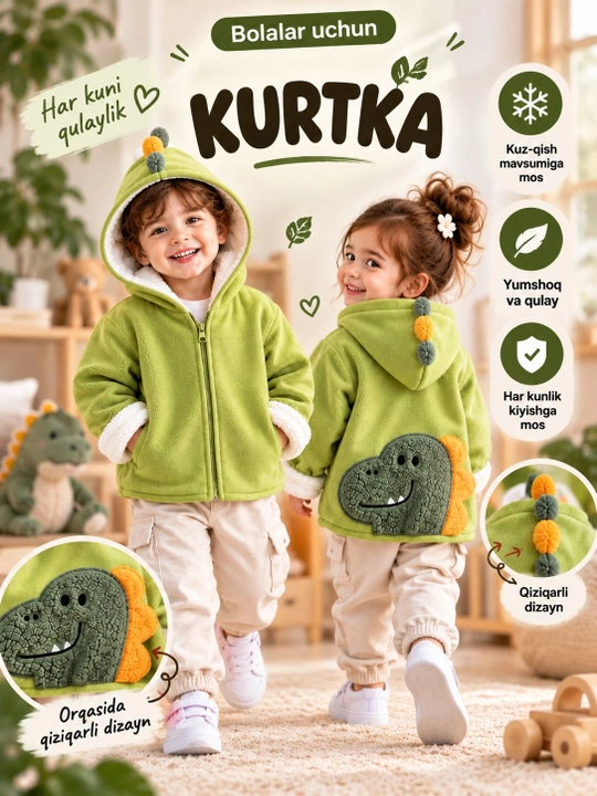 Bolalar kurtkasi, o'g'il va qiz bolalar uchun, qishki kiyimlar, teddy kurtka, jemfer - 