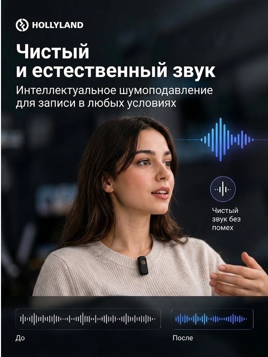 Беспроводной микрофон Hollyland Lark A1 Duo,Type-C,для ведения блога и проведения интервью