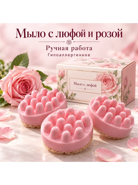 LYUFALI sovun-skrab roza gulli hushboy hid va tabiiy  80ml - 