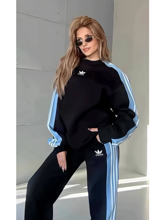 Ayollar sport kostyumi, kuzgi, baxorgi, uch chiziqli, oversize, zamonaviy, qulay, kundalik
