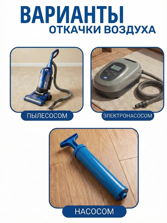Вакуумные пакеты для одежды, набор 5 шт с ручным насосом