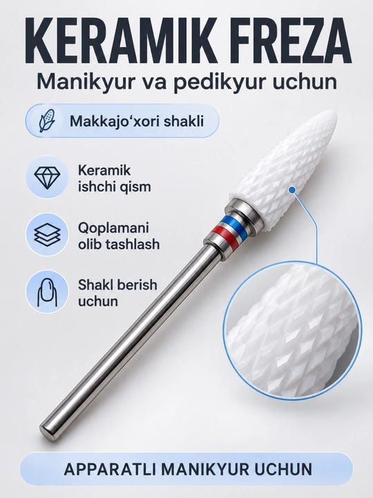 Keramika freza Makkajo‘xori shakli, ikki tomonlama kertikli - 