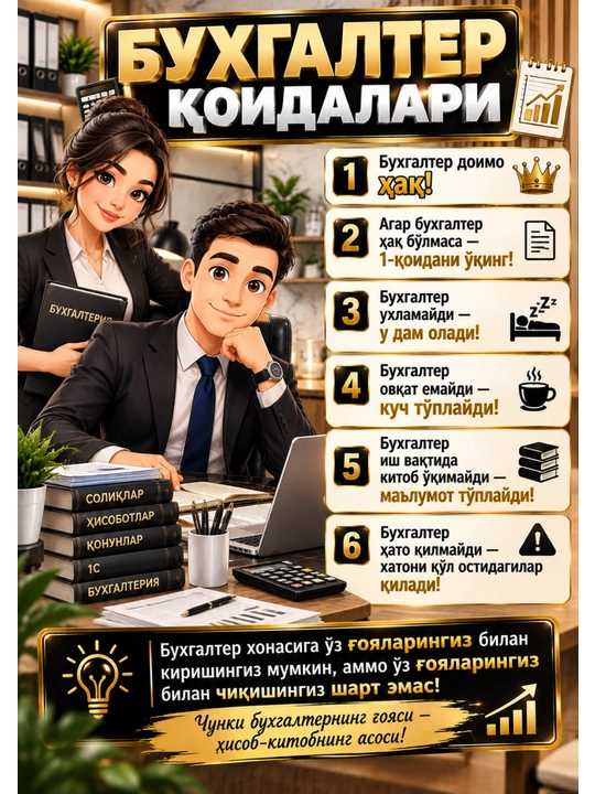 Правила бухгалтера» — картина в рамке A4 для офиса и дома - 