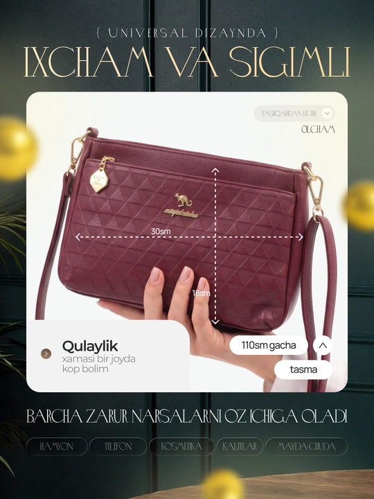 Ayollar cuhun sumka, crossbody