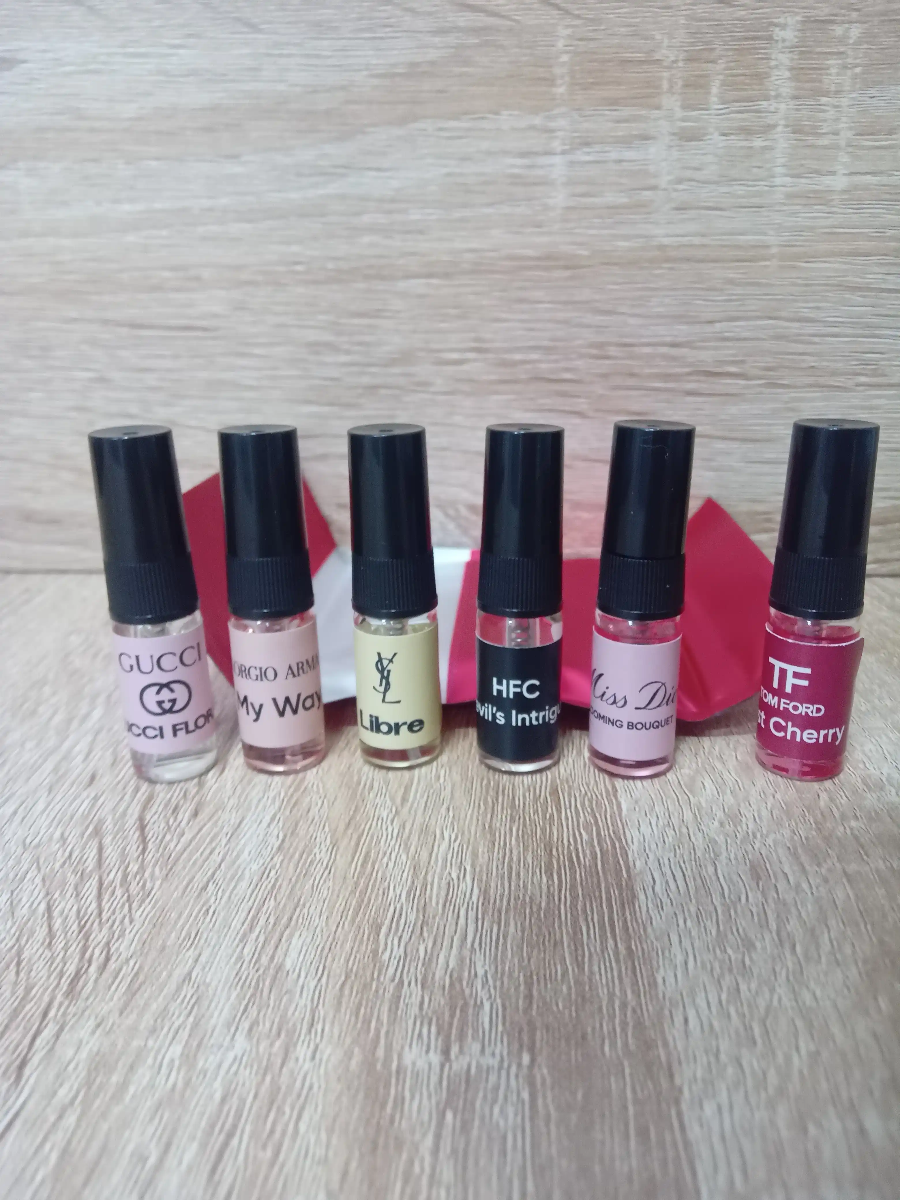 Набор духов для женщин Gucci Flora, Miss Dior, Devil's Intrigue, Libre, Lost Cherry, 6 в 1