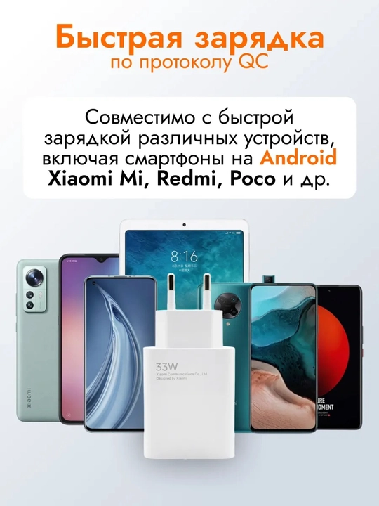 Быстрое зарядное устройство 33W / 67W / 120W с USB-C кабелем и адаптером
