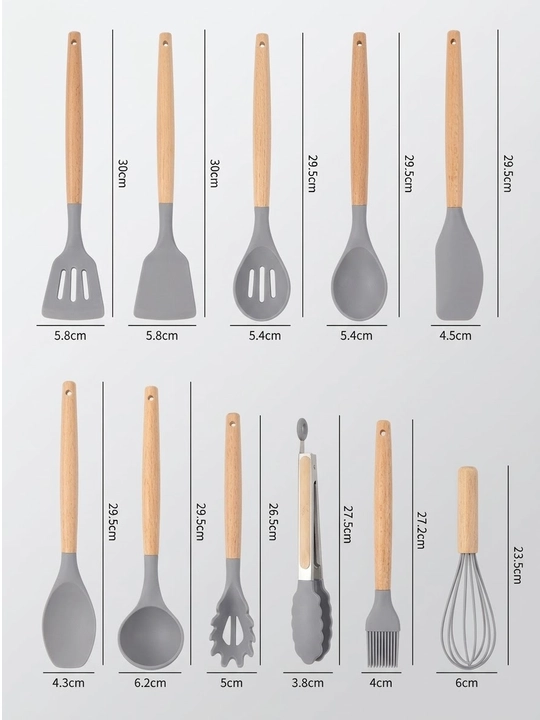 Кухонный набор 12 предметов, лопатки, ложки, венчик, половник