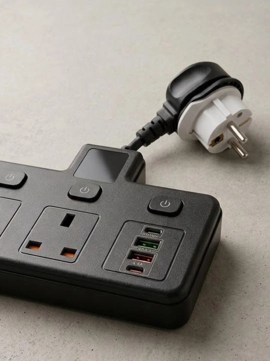 LED yoritgichli rozetkalarning elektr bloki, 2 ta rozetka, 2 ta USB-A va 2 ta USB-C