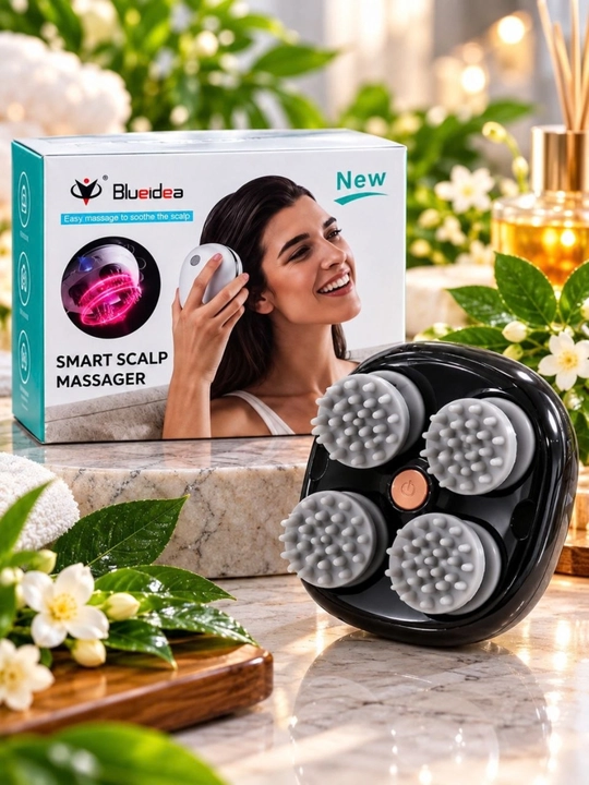 Bosh va bosh terisi uchun elektr massaj moslamasi, 4 ta massaj nasadkasi
