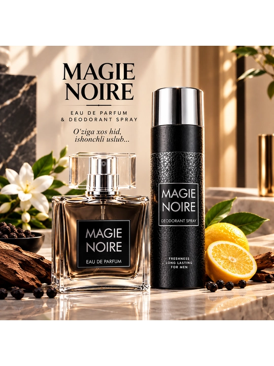 Erkaklar uchun "Magie noir" atir to‘plami, parfyumlangan suvi 100 ml, dezodorant 200 ml - 