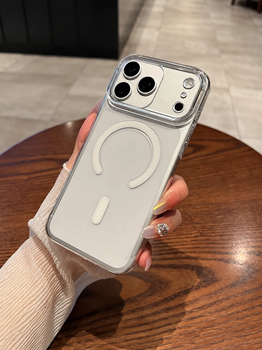 IPhone 17-18 Pro Max/Pro uchun shaffof MagSafe g‘ilofi, kamera himoyasi bilan polikarbonatdan tayyorlangan