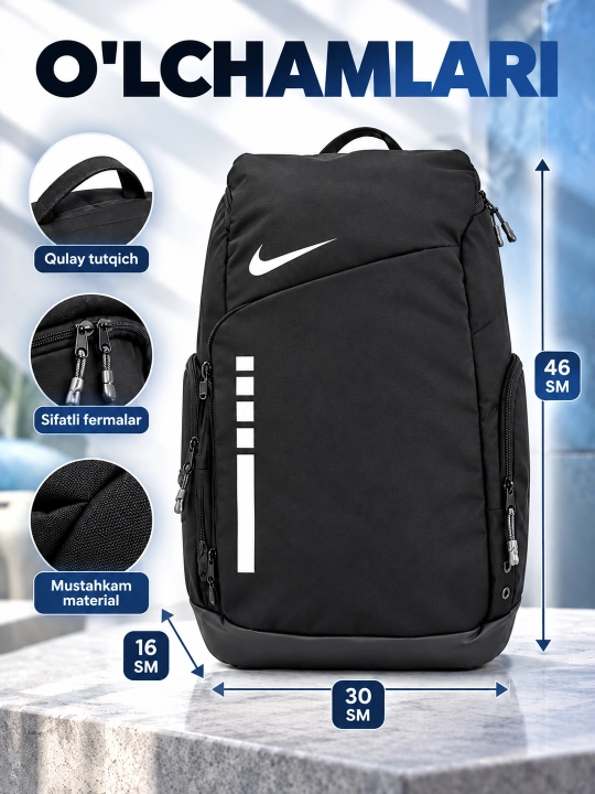 Nike Elite ryukzak erkaklar va ayollar uchun, sport, maktab, ish va o‘qish uchun, uniseks