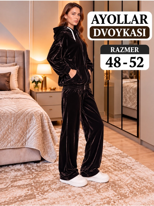 Ayollar velur kostyumi, uy kiyimi