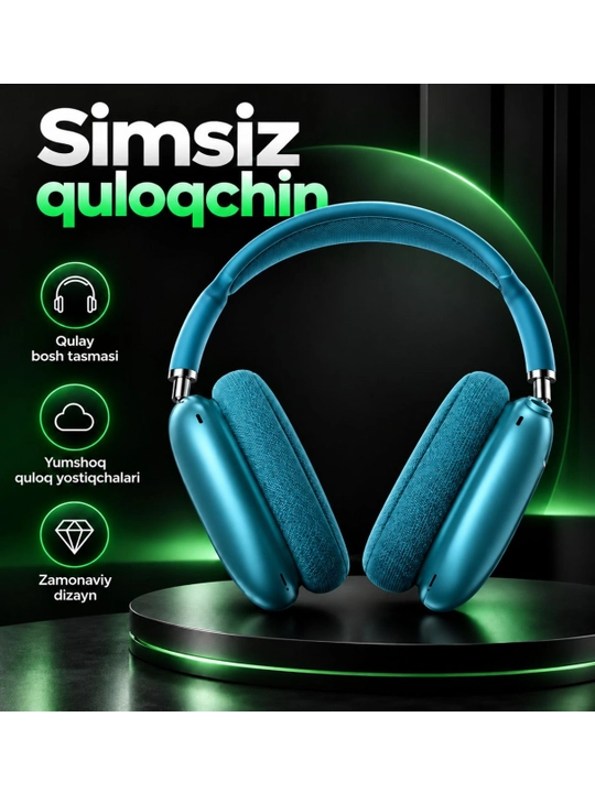 Simsiz quloqchinlar Pods Max, mikrofonli, Bluetooth 5.1, to'liq o'lchamli