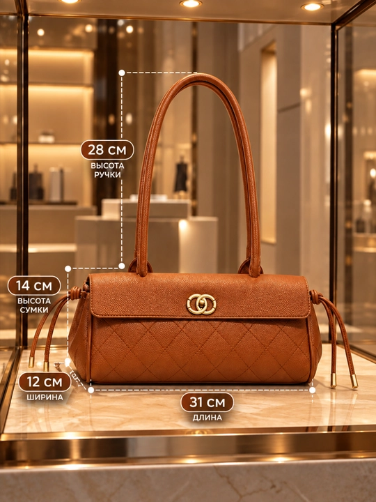 Ayollar uchun Chanel uslubidagi baget sumka, ekocharm, zamokli