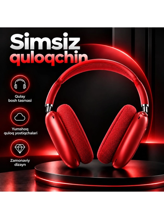 Simsiz quloqchinlar Pods Max, mikrofonli, Bluetooth 5.1, to'liq o'lchamli