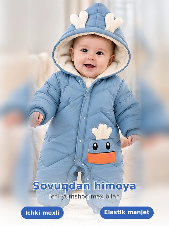 Bolalar uchun kombinezonlar va bodilar, qishki qalin kombinezonlar