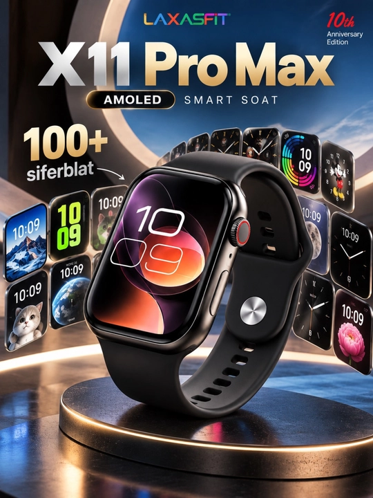 LAXASFIT WATCH X умные часы, AMOLED экран, 100+ циферблатов, 2 сменных ремешка