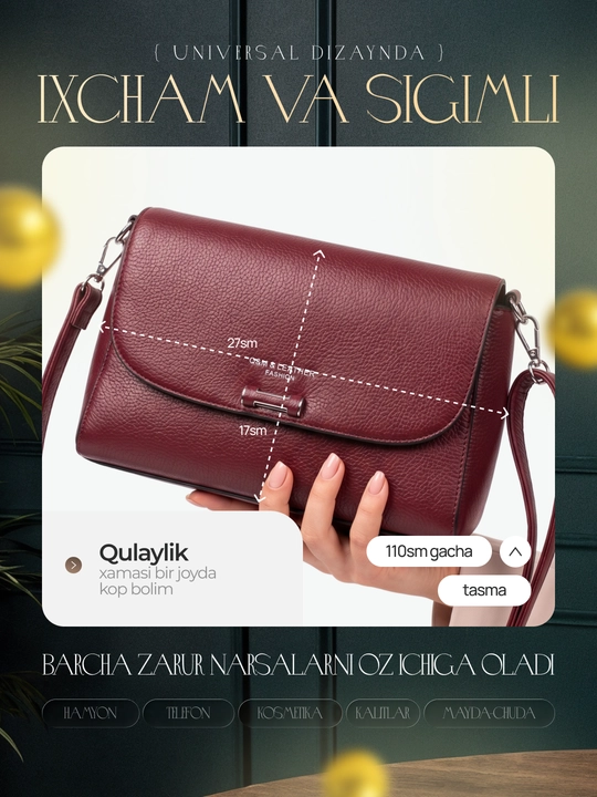 Ayollar uchun zamonaviy kundalik sumka