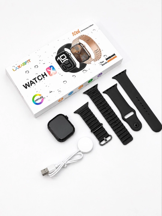 LAXASFIT WATCH X умные часы, AMOLED экран, 100+ циферблатов, 2 сменных ремешка