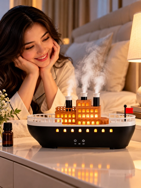 Kema shaklidagi aroma diffuzor, havo namlagich LED chiroq uy va ofis uchun nafis bezak - 