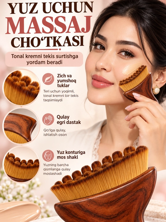 Yuz uchun massaj cho‘tkasi, yuz massajori-lifting, guasha, limfa drenaj effekti