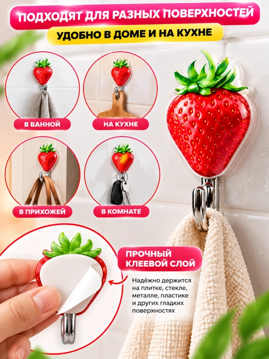 Самоклеящиеся крючки на стену в форме яблока для дома и кухни