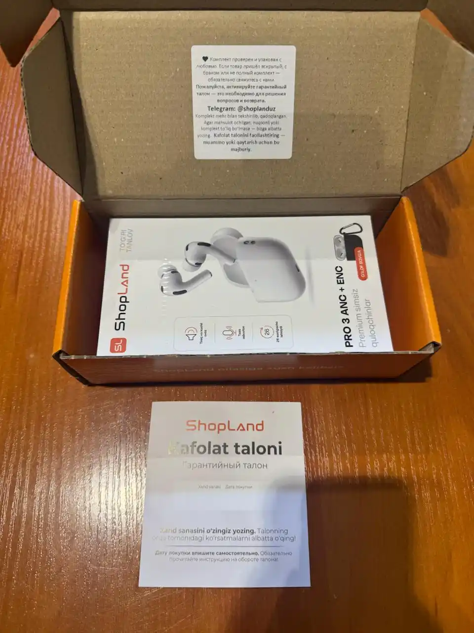 ShopLand Pro 3 ANC + ENC — simsiz premium quloqchinlar, mikrofonli iPhone va Android uchun