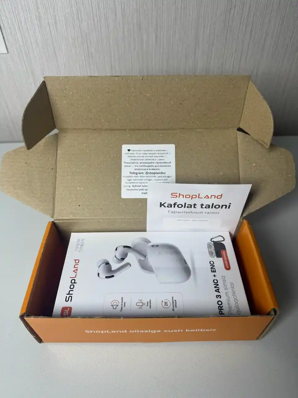 ShopLand Pro 3 ANC + ENC — simsiz premium quloqchinlar, mikrofonli iPhone va Android uchun