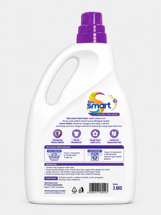 Daia Smart Total Colour kir yuvish geli, rangni himoya qiluvchi, Smart ION, 3,6 kg