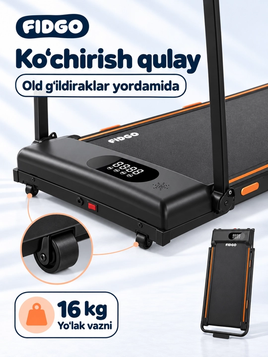 FIDGO uy uchun yugurish yo‘lagi, tezlikni boshqarish funksiyasi bilan