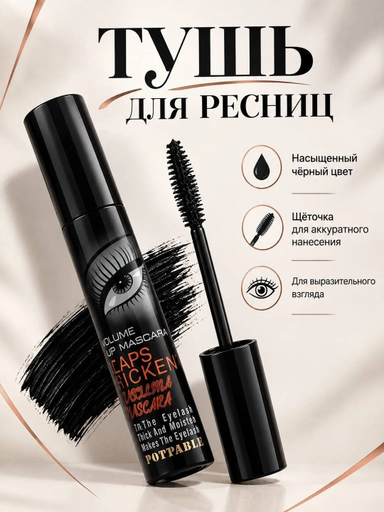 Тушь для ресниц 4D, придающая объем, легко смывающаяся - 