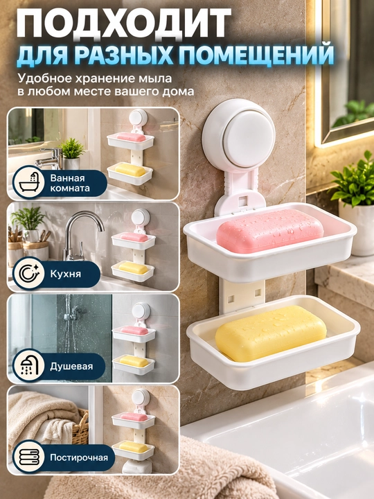 Двухъярусная мыльница на присоске