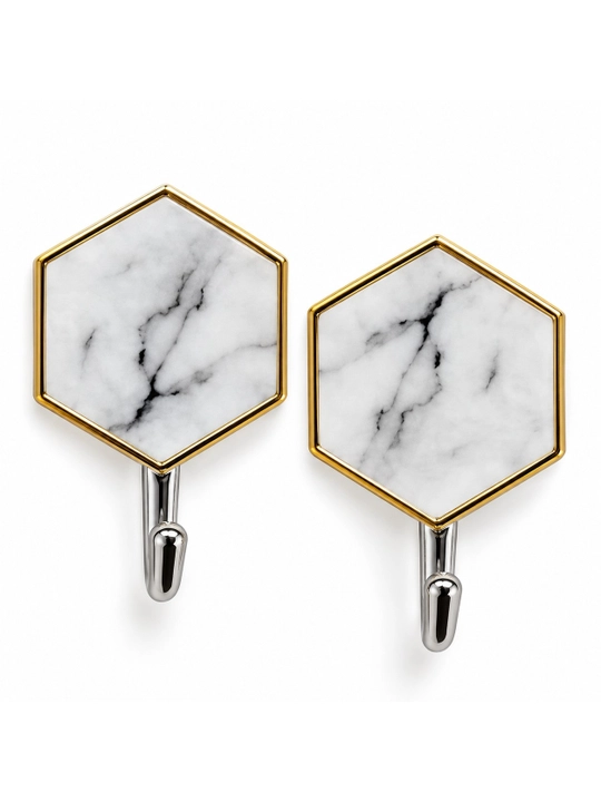 Настенные крючки с мраморным узором, шестиугольные, 2 шт - 