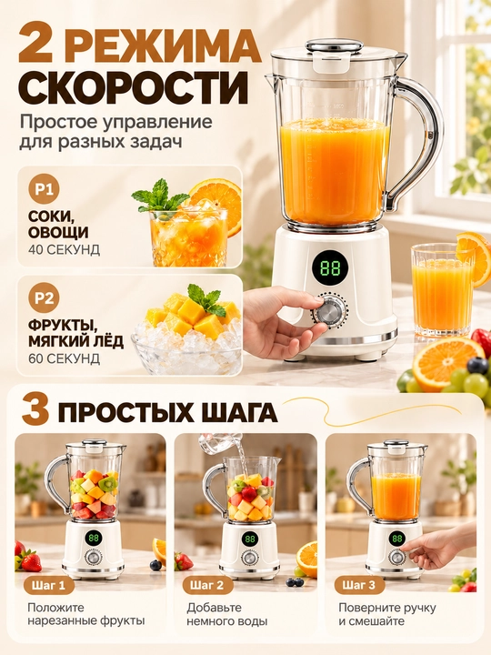 Smuzi va kokteyllar uchun simsiz portativ blender, 600 ml, 12 ta tig‘
